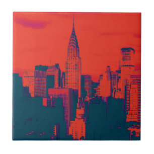 Doften Red Retro Stil Pop Art New York City Kakelplatta