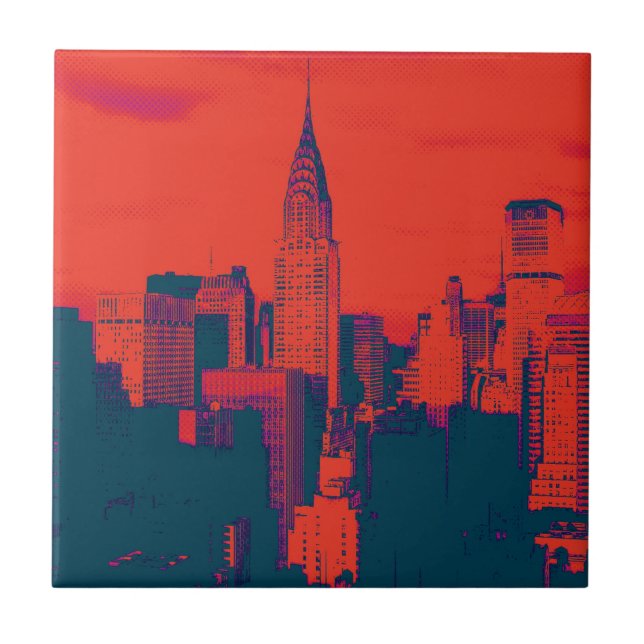 Doften Red Retro Stil Pop Art New York City Kakelplatta (Framsidan)