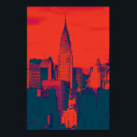 Doften Red Retro Stil Pop Art New York City Poster<br><div class="desc">Red Blue Retro New York City Midtown Old Stil Image - Old Vintage New York Artworks</div>