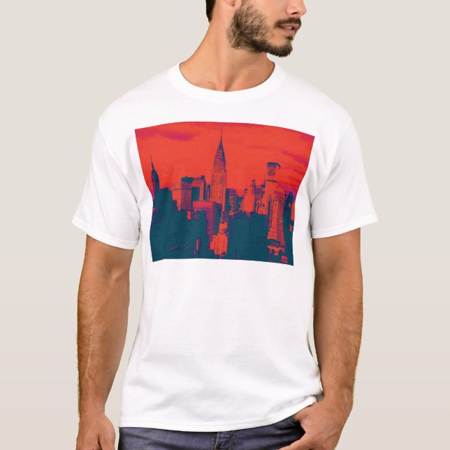 Doften Red Retro Stil Pop Art New York City T Shirt (Framsida)