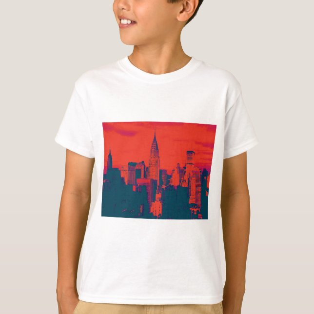 Doften Red Retro Stil Pop Art New York City T-shirt (Framsida)