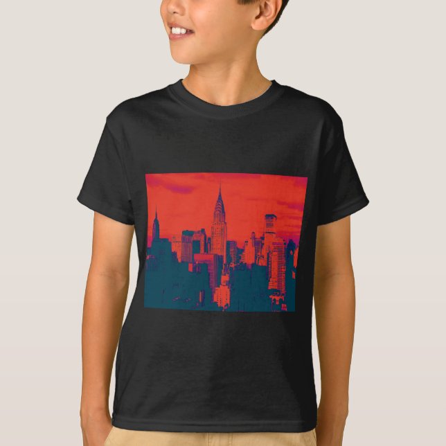 Doften Red Retro Stil Pop Art New York City Tee Shirt (Framsida)