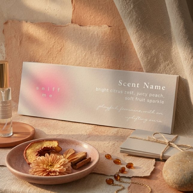 Doftprovkort för rosa doft i miniatyrformat mini visitkort (Blush Pink Scent Sample Fragrance Mini Tester Card)