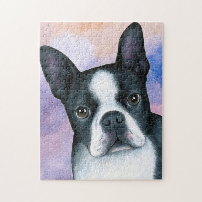 dog 128 color Boston Terrier Pussel (Vertikal)