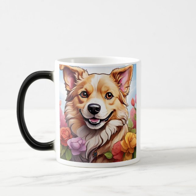 DOG A cup of coffee Magisk Mugg (Vänster)