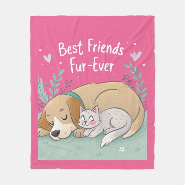 Dog and Cat Best Friends Forever Fleecefilt (Framsidan)