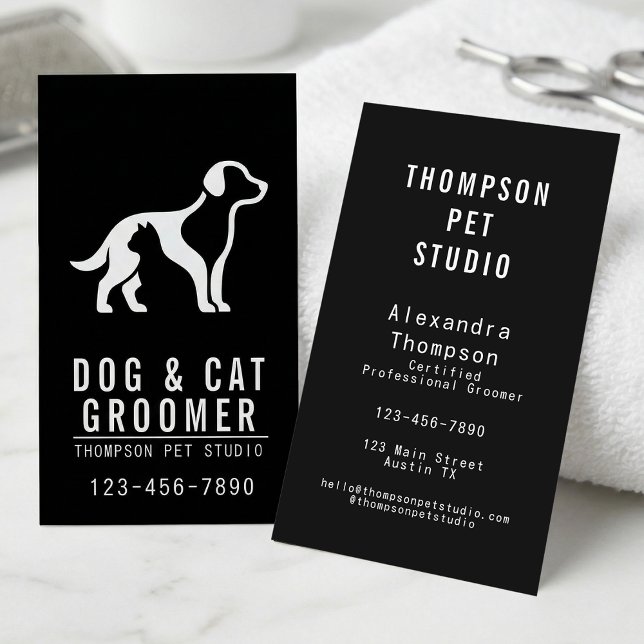 Dog And Cat Groomer Modern Bold Professional Visitkort (Skapare uppladdad)