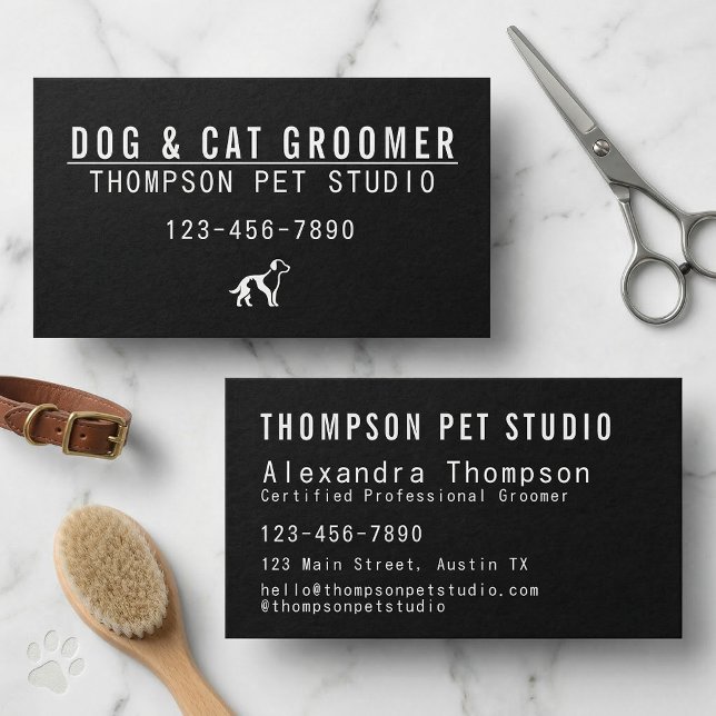 Dog And Cat Groomer Modern Bold Professional Visitkort (Skapare uppladdad)