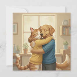 Dog and Cat Hug Square Invitation Inbjudningar