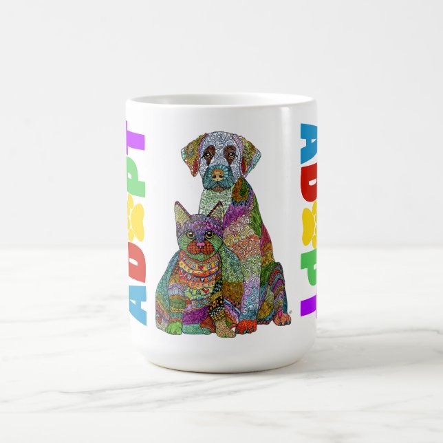 Dog and Cat Pet Adoption Awareness Mug Kaffemugg (Center)