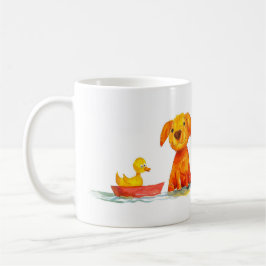 Dog and Duck Cartoon Kaffemugg