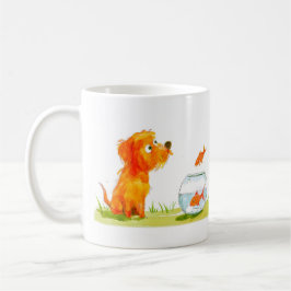 Dog and Goldfish Cartoon Kaffemugg