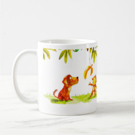 Dog and Monkey Cartoon Kaffemugg
