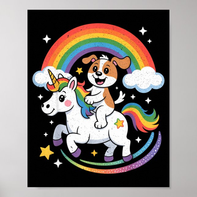 Dog And Unicorn Space Galaxy Rainbow Dogs  Poster (Framsidan)