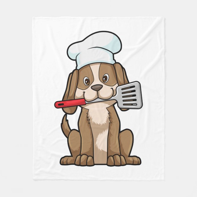 Dog as Cook with Chef's hat & Spatula Fleecefilt (Framsidan)