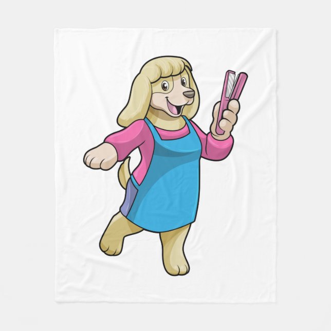 Dog as Hairdresser with Comb Fleecefilt (Framsidan)