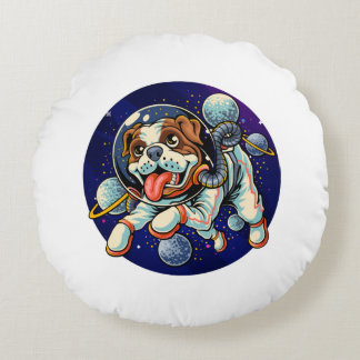 Dog Astronaut, space dog Rund Kudde
