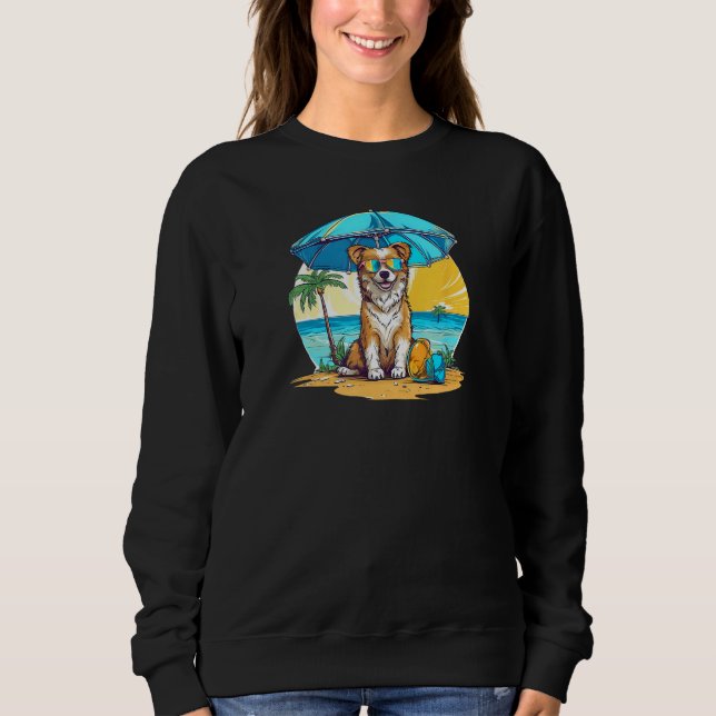 Dog At Beach Summer Vacation T Shirt (Framsida)