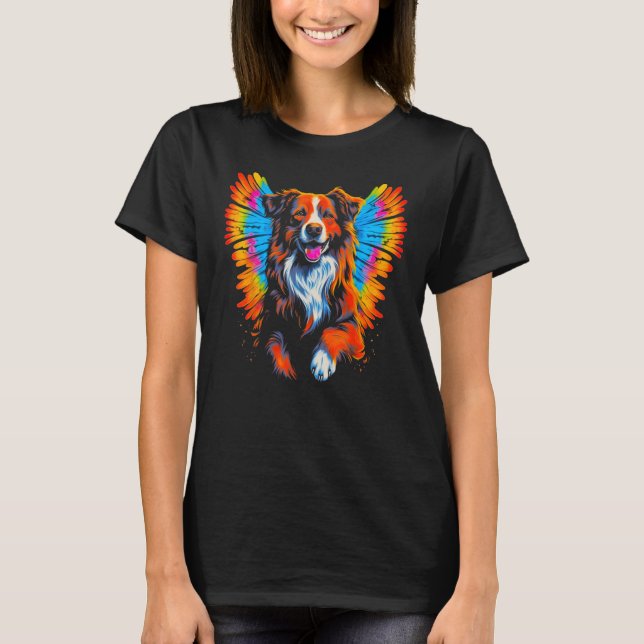 Dog Australian Shepherd Angel Wings T Shirt (Framsida)
