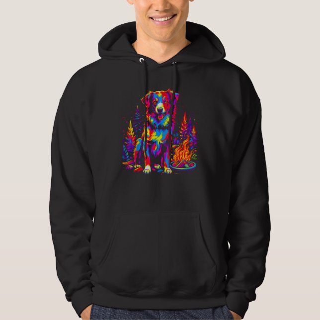 Dog Australian Shepherd Camping Hoodie (Framsida)