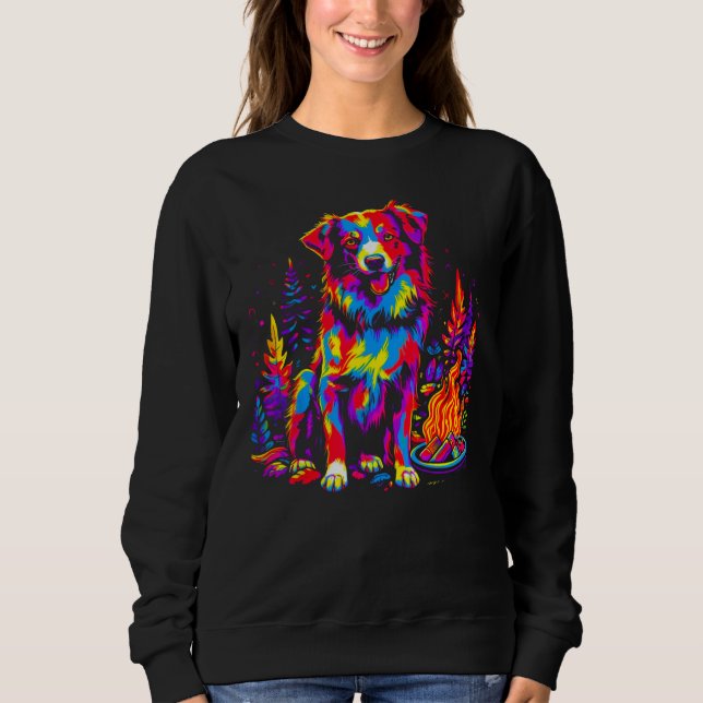 Dog Australian Shepherd Camping T Shirt (Framsida)