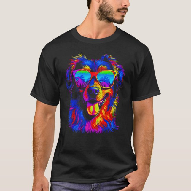 Dog Australian Shepherd Summer Party T Shirt (Framsida)
