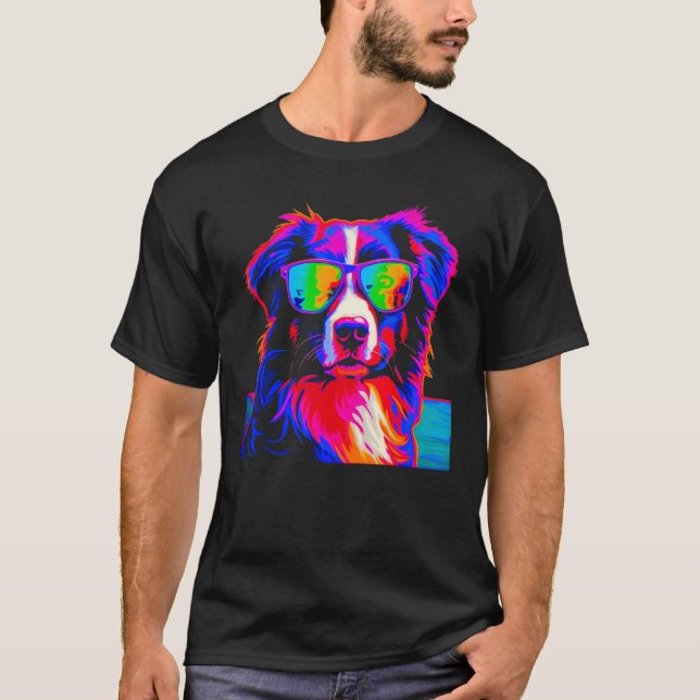 Dog Australian Shepherd Summer T Shirt (Framsida)
