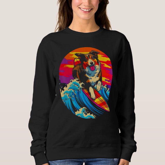 Dog Australian Shepherd Surf T Shirt (Framsida)