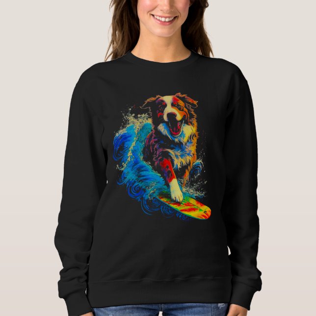 Dog Australian Shepherd Surfer T Shirt (Framsida)