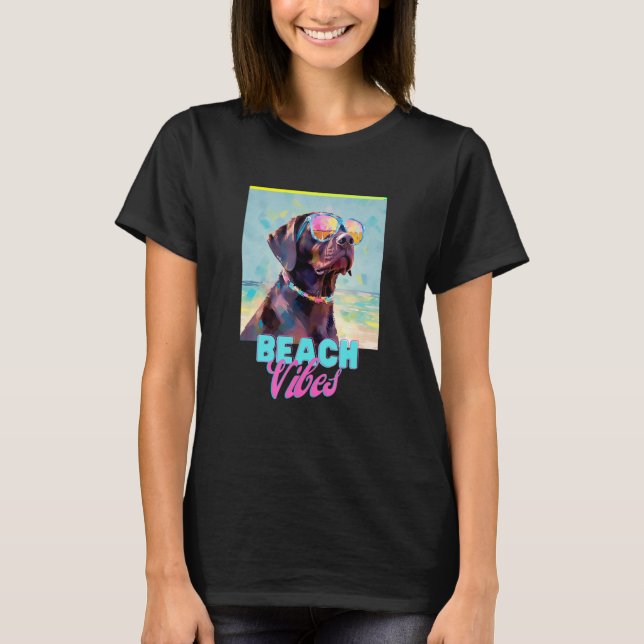 Dog Beach T Shirt Cute Labrador Owner Tee Gift Fun (Framsida)