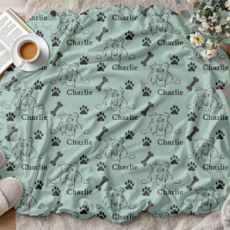 Dog Blanket with Name paws  gifts for dog lovers Fleecefilt