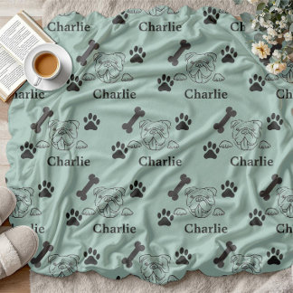  Dog Blanket with Name paws  gifts for dog lovers Fleecefilt