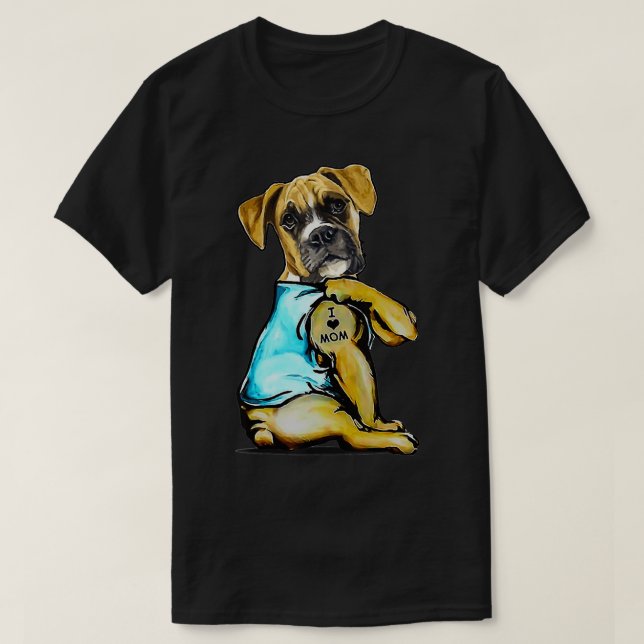 Dog Boer Dog Tattoo I Love Mom Mother's Day Lover  T Shirt (Design framsida)