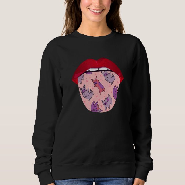 Dog Breed Tongue  French Bulldog T Shirt (Framsida)
