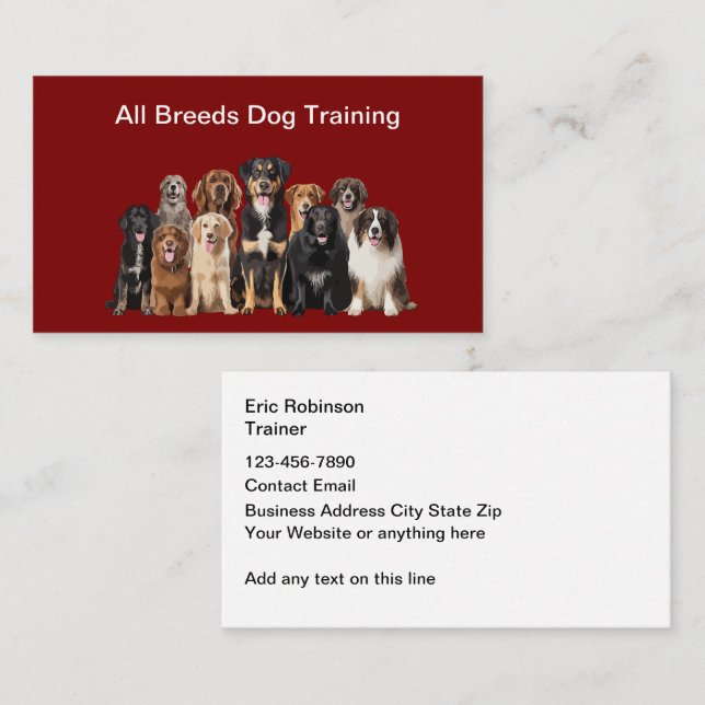Dog Breeder Canine Theme Business Cards Visitkort (Fram/baksida)