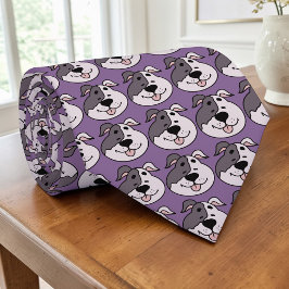 Dog Cartoon on Purple Custom Necktie Slips