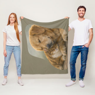 Dog & Cat Close Cuddle Fleece Blanket (50" × 60")