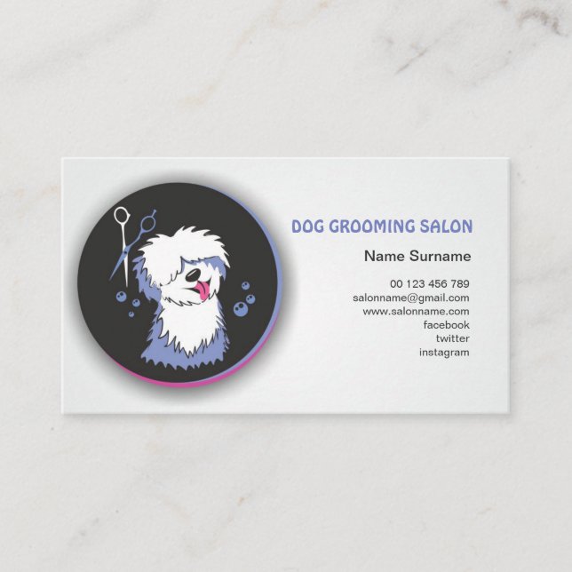 Dog & Cat Grooming Business Card. Pet Groomer. Visitkort (Framsida)