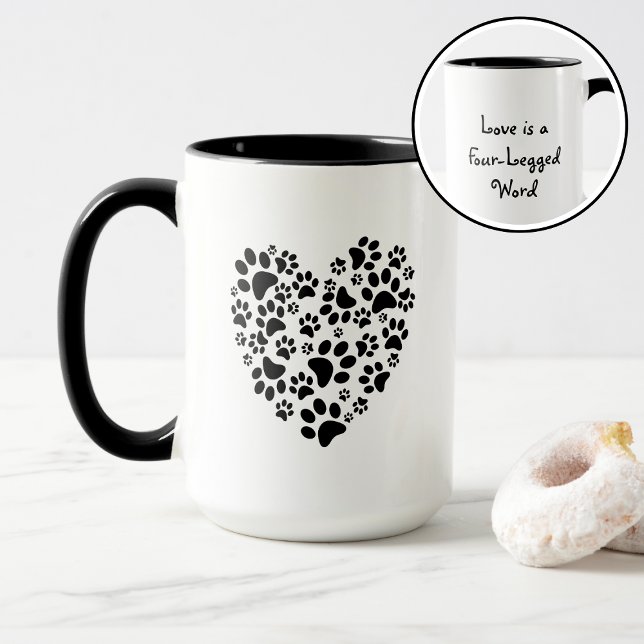 Dog Cat Paw Prints Heart Valentine's Day Love Mugg (Skapare uppladdad)