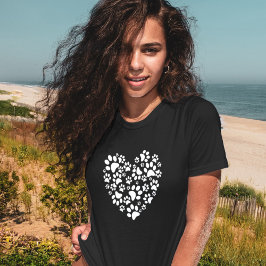 Dog Cat Paw Prints Heart Valentine's Day Love T Shirt