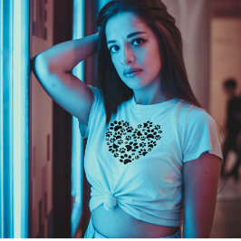 Dog Cat Paw Prints Heart Valentine's Day Love T Shirt