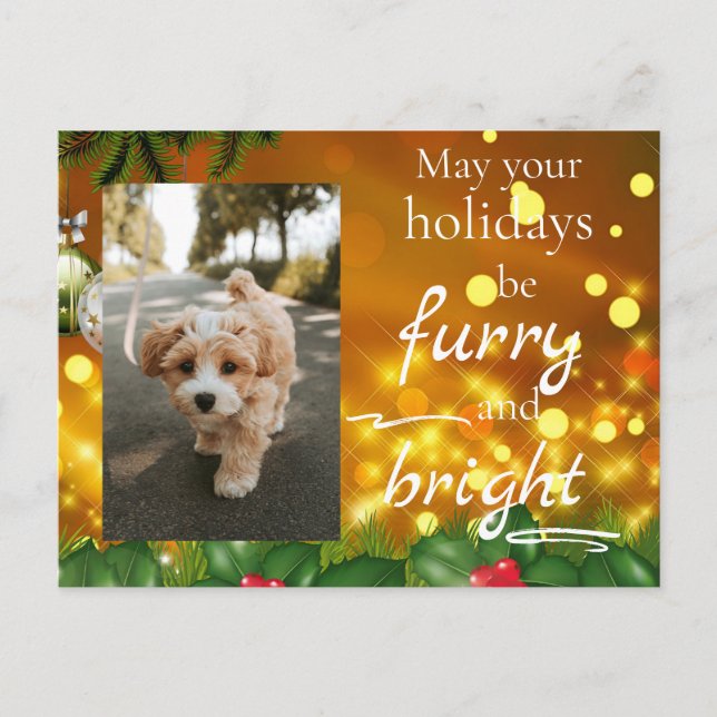 Dog Cat Pet Custom Photo Christmas Postcard Funny Helg Vykort (Framsida)