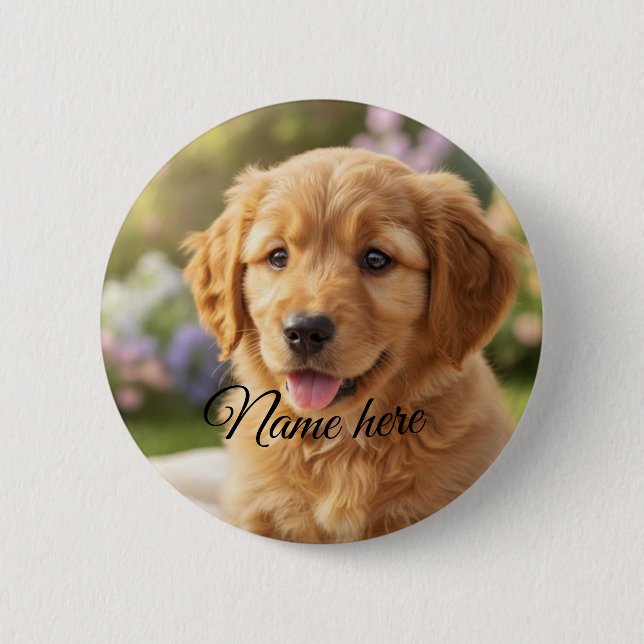 Dog cat pet name photo template simple minimal  knapp (Framsida)