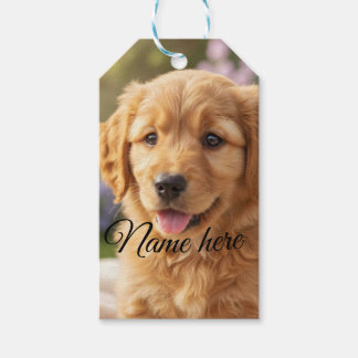 Dog cat pet name photo template simple minimal presentetikett