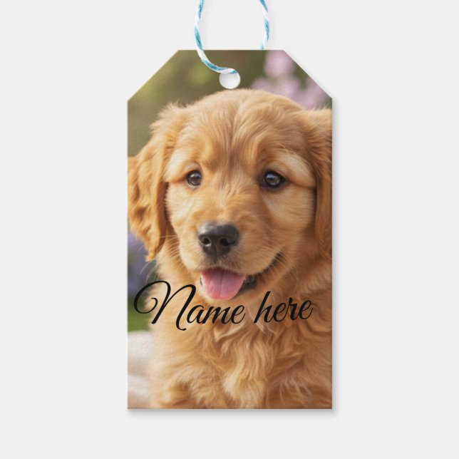 Dog cat pet name photo template simple minimal  presentetikett (Framsidan)