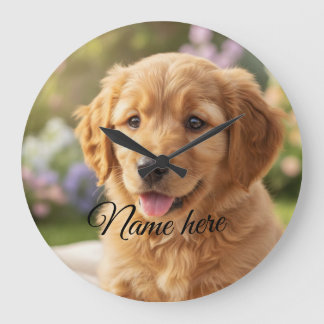 Dog cat pet name photo template simple minimal stor klocka