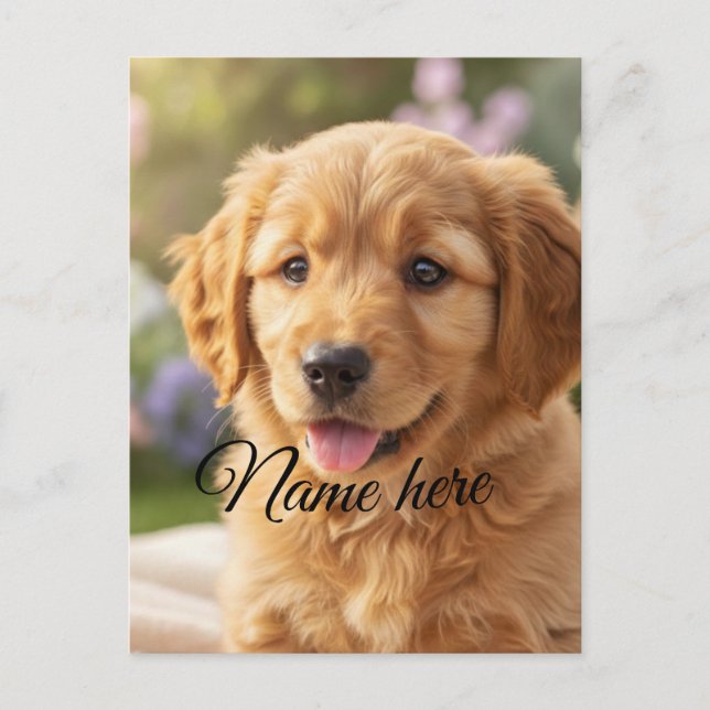 Dog cat pet name photo template simple minimal  vykort (Framsida)