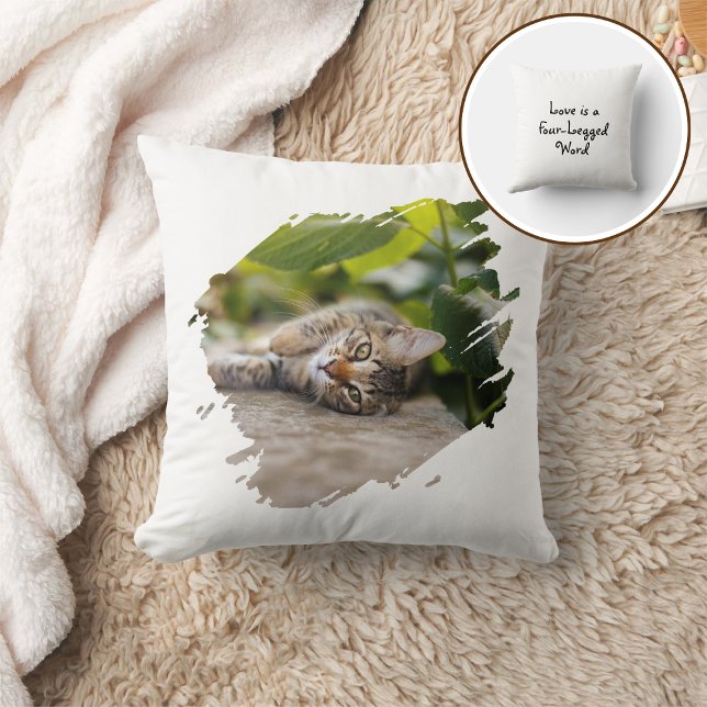 Dog Cat Pet Paw Custom Photo Valentine's Day Love Kudde (Skapare uppladdad)