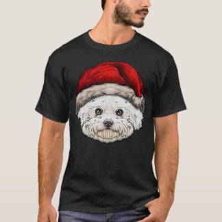 Dog Christmas Bichon Santa Hat On A Bichon Frise E T Shirt