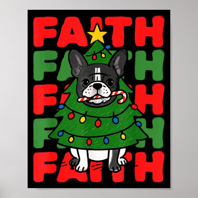 Dog Christmas Faith French Bulldog Puppy Family Gr Poster (Framsidan)